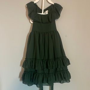green ruffle dress